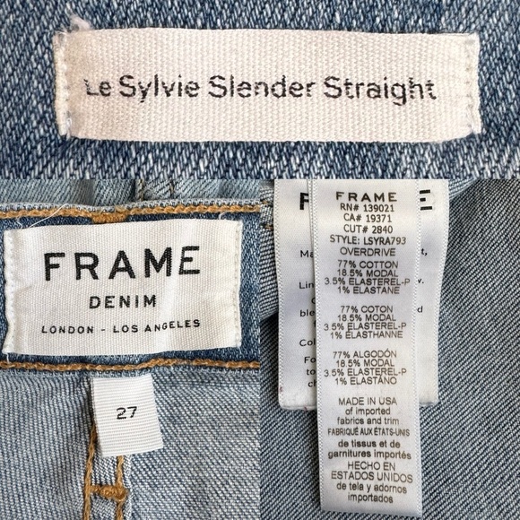 Frame Le Sylvie Slendor Straight Jeans in Overdrive Wash Distressed Blue 27 - Picture 9 of 9